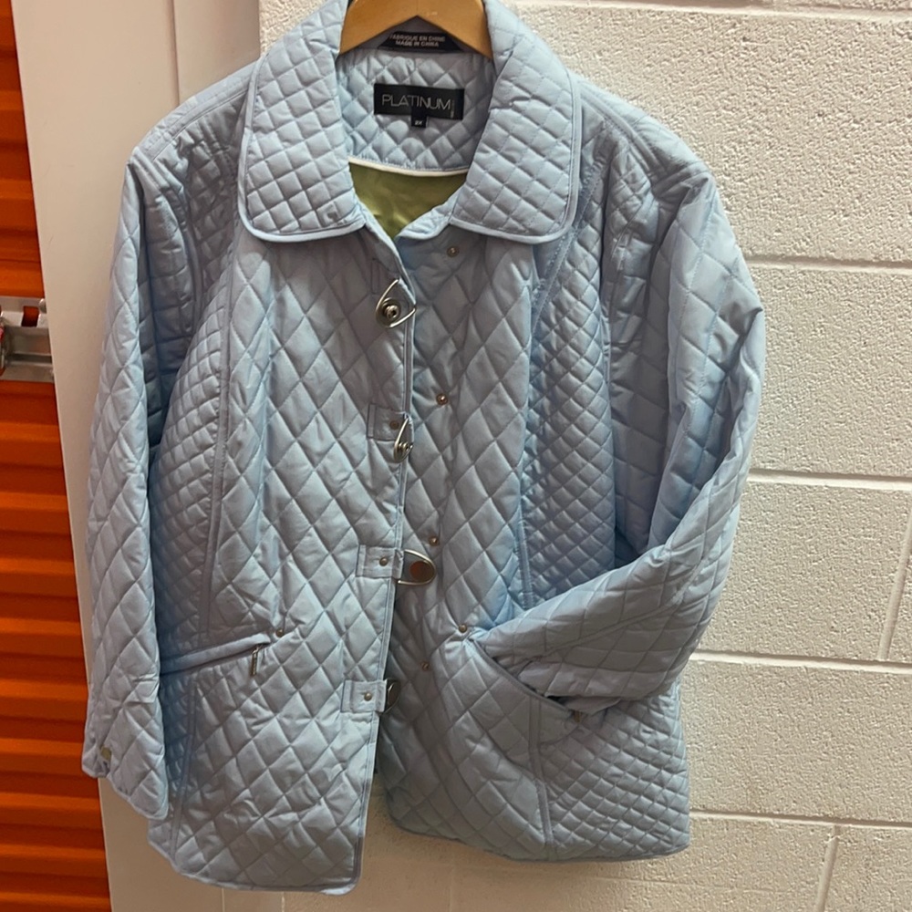 Chico’s platinum collection light jacket baby blue color size 2x